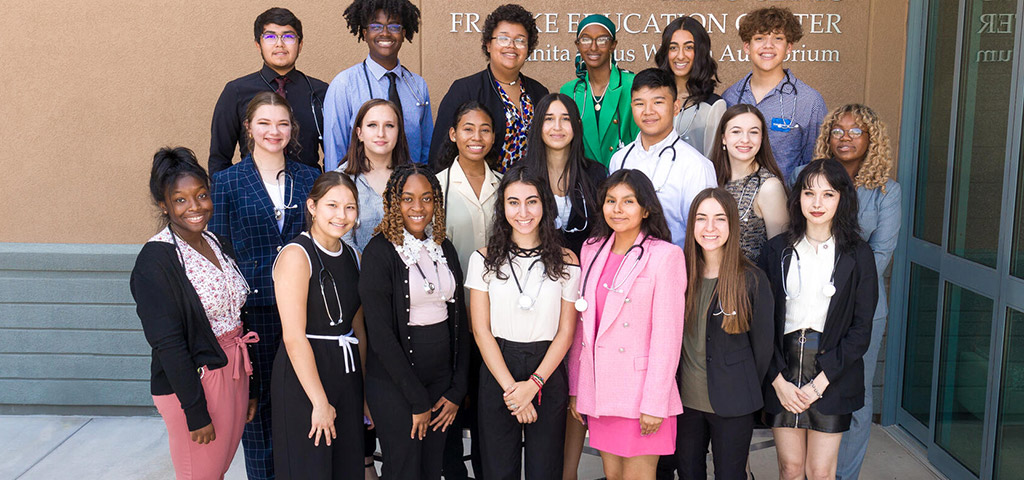 Mayo Clinic CARES 2022 graduates pose for a group photo outside at Mayo Clinic in Phoenix, Arizona.