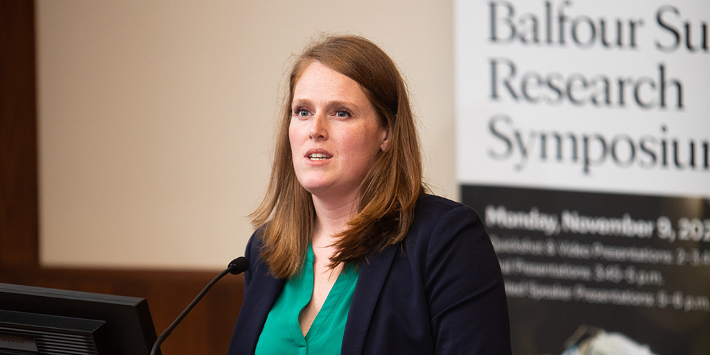 EeeLN Buckarma, M.D., presenting at Balfour Surgery Research Symposium